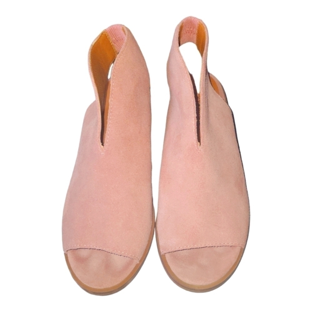 Lucky Brand Suede Pink Terif Stacked Heels Open Toe Slingback Dress Sandals 7M
